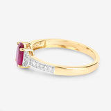 0.95 Carat Genuine Ruby and White Diamond 10K Yellow Gold Ring