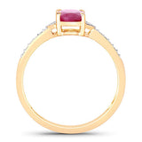 0.95 Carat Genuine Ruby and White Diamond 10K Yellow Gold Ring