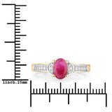 0.95 Carat Genuine Ruby and White Diamond 10K Yellow Gold Ring