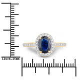 1.82 Carat Genuine Blue Sapphire and White Diamond 14K Yellow Gold Ring
