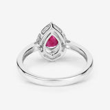 0.92 Carat Genuine Ruby and White Diamond 14K White Gold Ring
