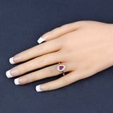 0.92 Carat Genuine Ruby and White Diamond 14K White Gold Ring