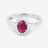 1.01 Carat Genuine Ruby and White Diamond 10K White Gold Ring