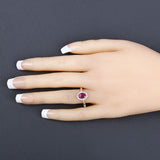1.01 Carat Genuine Ruby and White Diamond 10K Yellow Gold Ring