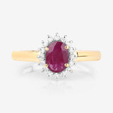 1.01 Carat Genuine Ruby and White Diamond 10K Yellow Gold Ring