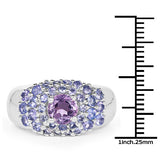 2.43 Carat Genuine Amethyst and Tanzanite .925 Sterling Silver Ring