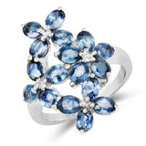 3.40 Carat Genuine Blue Sapphire .925 Sterling Silver Ring