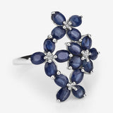 3.40 Carat Genuine Blue Sapphire .925 Sterling Silver Ring