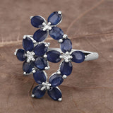 3.40 Carat Genuine Blue Sapphire .925 Sterling Silver Ring