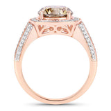 IGI Certified 3.01 Carat Genuine Brown Diamond Center and 0.52cttw White Diamond 18K Rose Gold Ring (3.53cttw)