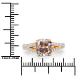 IGI Certified 3.03 Carat Genuine Brown Diamond Center and 0.32cttw White Diamond 18K Yellow Gold Ring (3.35cttw)