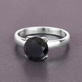 3.00 Carat Genuine Black Diamond 14K White Gold Ring