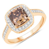 IGI Certified 2.19 Carat Genuine Brown Diamond Center and 0.36cttw White Diamond 18K Yellow Gold Ring (2.55cttw)