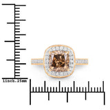 IGI Certified 2.19 Carat Genuine Brown Diamond Center and 0.36cttw White Diamond 18K Yellow Gold Ring (2.55cttw)