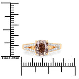IGI Certified 2.02 Carat Genuine Brown Diamond Center and 0.22cttw White Diamond 18K Yellow Gold Ring (2.24cttw)
