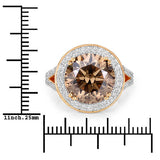 IGI Certified 7.07 Carat Genuine Brown Diamond Center and 0.64cttw White Diamond 18K Yellow Gold Ring (7.71cttw)