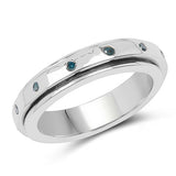 0.14 Carat Genuine Blue Diamond .925 Sterling Silver Ring