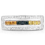 1.08 Carat Genuine Multi Sapphire .925 Sterling Silver Ring