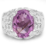 8.24 Carat Genuine Amethyst and White Topaz .925 Sterling Silver Ring