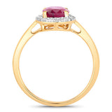1.59 Carat Genuine Ruby and White Diamond 10K Yellow Gold Ring