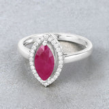 1.52 Carat Genuine Ruby and White Diamond 10K White Gold Ring