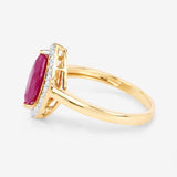 1.52 Carat Genuine Ruby and White Diamond 10K Yellow Gold Ring