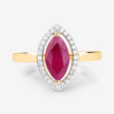 1.52 Carat Genuine Ruby and White Diamond 10K Yellow Gold Ring