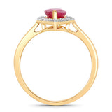 1.52 Carat Genuine Ruby and White Diamond 10K Yellow Gold Ring