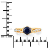 1.13 Carat Genuine Blue Sapphire and White Diamond 10K Yellow Gold Ring