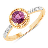 0.92 Carat Genuine Ruby and White Diamond 14K Yellow Gold Ring