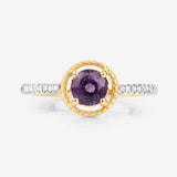 0.92 Carat Genuine Ruby and White Diamond 14K Yellow Gold Ring