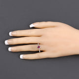 1.00 Carat Genuine Ruby and White Diamond 14K White Gold Ring
