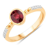 1.00 Carat Genuine Ruby and White Diamond 14K Yellow Gold Ring