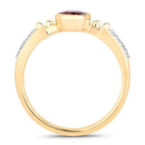 1.00 Carat Genuine Ruby and White Diamond 14K Yellow Gold Ring