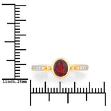 1.00 Carat Genuine Ruby and White Diamond 14K Yellow Gold Ring
