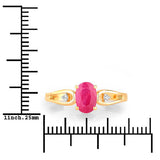 0.95 Carat Genuine Ruby and White Diamond 14K Yellow Gold Ring