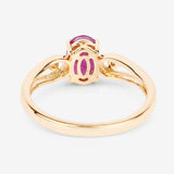 0.95 Carat Genuine Ruby and White Diamond 14K Yellow Gold Ring