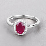 1.06 Carat Genuine Ruby and White Diamond 14K White Gold Ring