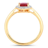 1.06 Carat Genuine Ruby and White Diamond 14K Yellow Gold Ring