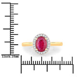 1.06 Carat Genuine Ruby and White Diamond 14K Yellow Gold Ring