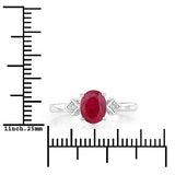 1.22 Carat Genuine Ruby and White Diamond 14K White Gold Ring