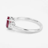 1.22 Carat Genuine Ruby and White Diamond 14K White Gold Ring