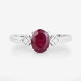 1.22 Carat Genuine Ruby and White Diamond 14K White Gold Ring