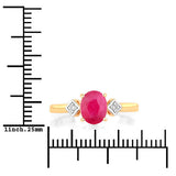 1.22 Carat Genuine Ruby and White Diamond 14K Yellow Gold Ring