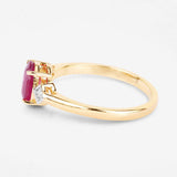 1.22 Carat Genuine Ruby and White Diamond 14K Yellow Gold Ring