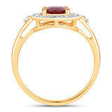1.67 Carat Genuine Ruby and White Diamond 14K Yellow Gold Ring
