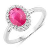 1.83 Carat Genuine Ruby and White Diamond 14K White Gold Ring