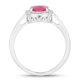 1.83 Carat Genuine Ruby and White Diamond 14K White Gold Ring
