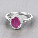 1.83 Carat Genuine Ruby and White Diamond 14K White Gold Ring