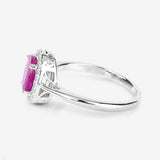 1.83 Carat Genuine Ruby and White Diamond 14K White Gold Ring
